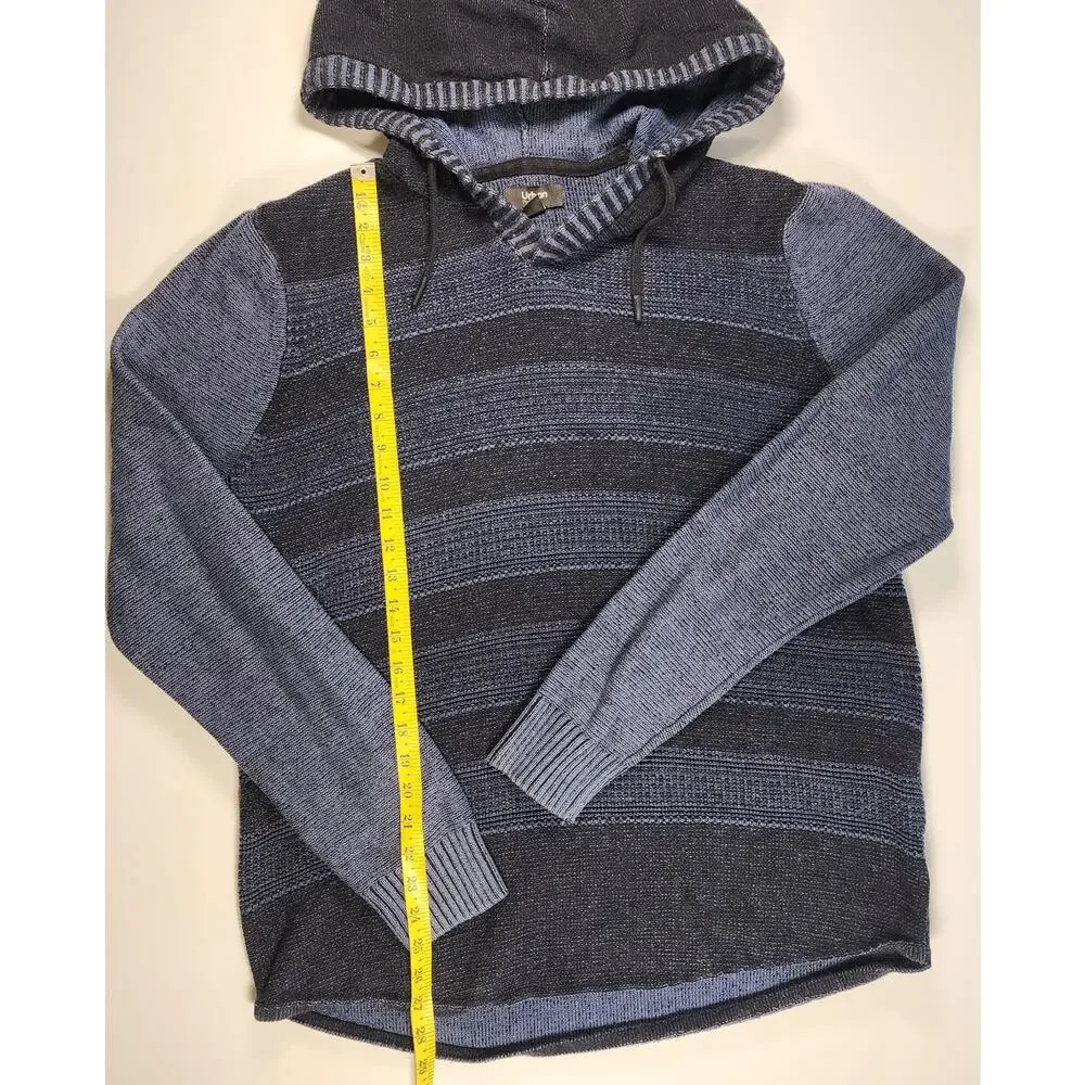 Urban Pipeline Men's Striped Knit Hoodie XL Gray Black Casual